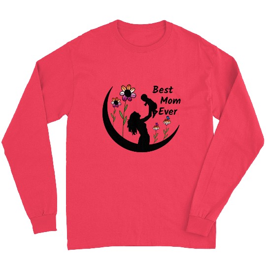 LGBTQ Mother's Day, Best Mom Ever, Lesbian Flag Long Sleeves