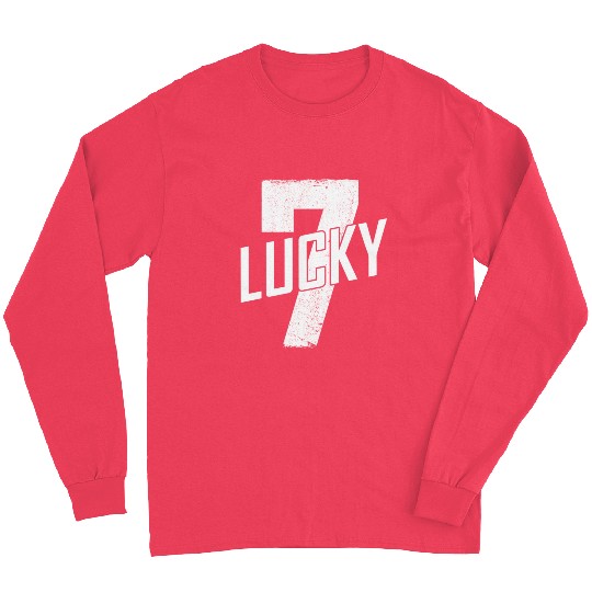 Lucky Seven Distressed In White Lucky Number 7 Long Sleeves