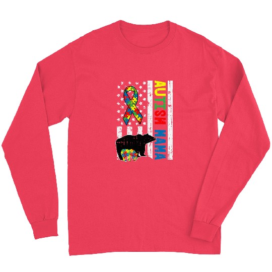Mama Bear Family Autism Awareness For Mom Long Sleeves
