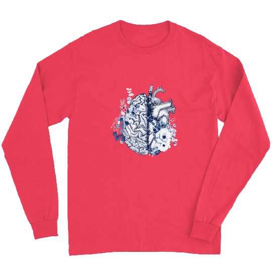 Balance Head And Heart Anatomy Blue Flowers Long Sleeves