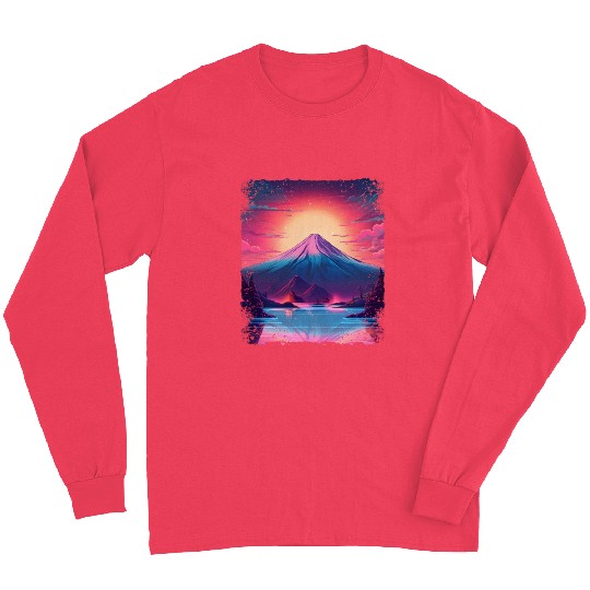 Mount Fuji Sight Aesthetic Japan Vaporwave Volcano Long Sleeves