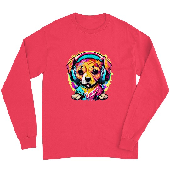 Pawsome Beats: Colorful Graffiti Puppy Party Long Sleeves
