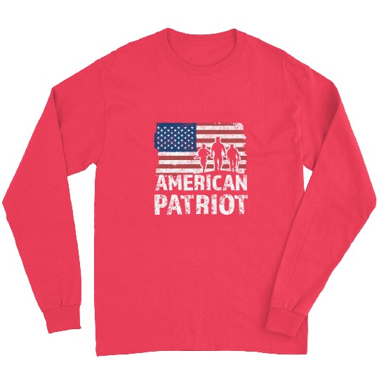 American Patriot Military Soldier Us Flag Veteran Long Sleeves