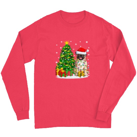Pug Dog Funny Xmas Tree Family Matching Santa Long Sleeves