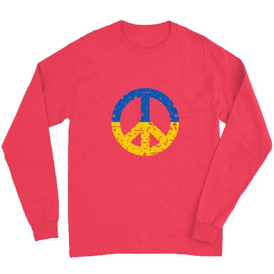 Ukraine Peace Sign Ukrainian Flag Colors Long Sleeves