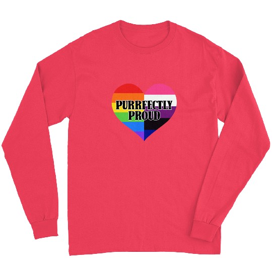 Purrfectly Proud Rainbow Genderfluid Flag Heart Long Sleeves