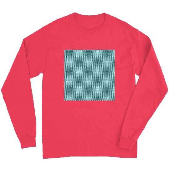 Retro Teal Chevron Pattern Long Sleeves