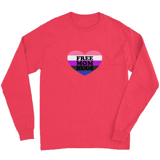 Free Mom Hugs Genderfluid Flag Heart LGBTQ Long Sleeves