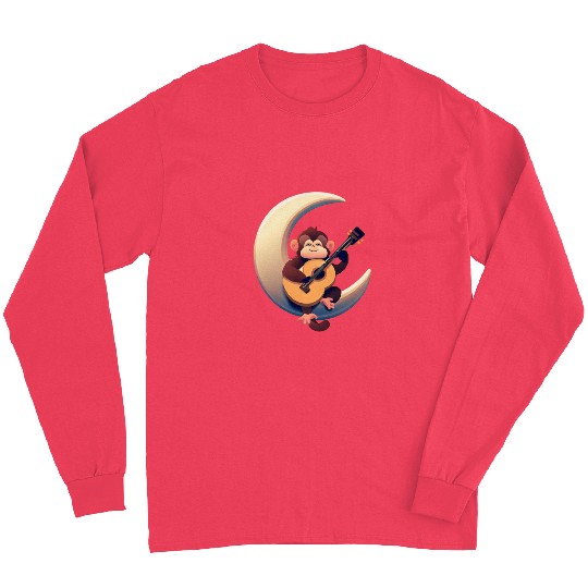 Musical monkey in the crescent Long Sleeves