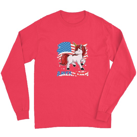 Americorn Unicorn America Party Independence Day Long Sleeves