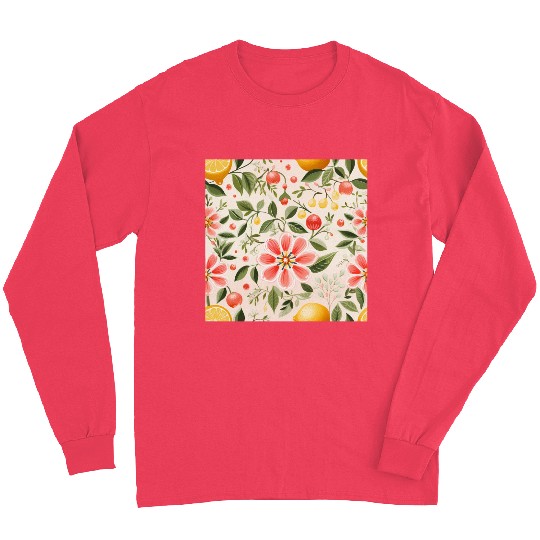 Lemon Pink Floral Detailed Summer Collection 03 Long Sleeves