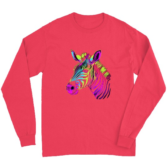 Zebra Neon Colors Portrait Long Sleeves