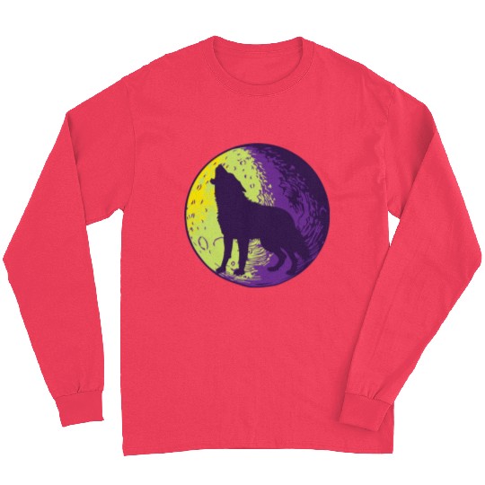 Howling wolf in the moon cool Long Sleeves