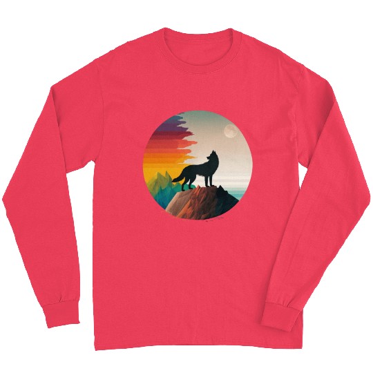 LGBTQIA+ Majestic wolf on the mountain top Long Sleeves