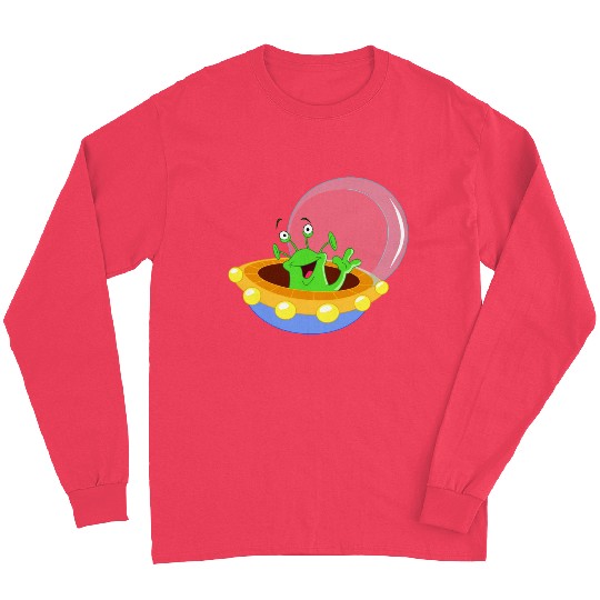 Happy Green Alien Long Sleeves