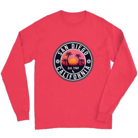San Diego California Beach Retro Sunset Souvenirs Long Sleeves