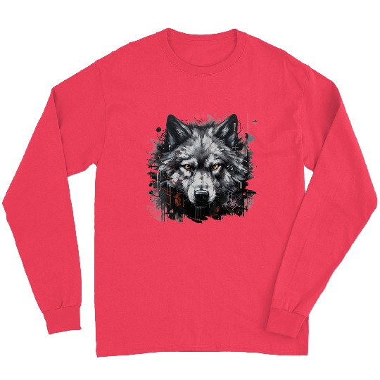 The Lone Wolf. Urban Hunter, Graffiti Style. Long Sleeves