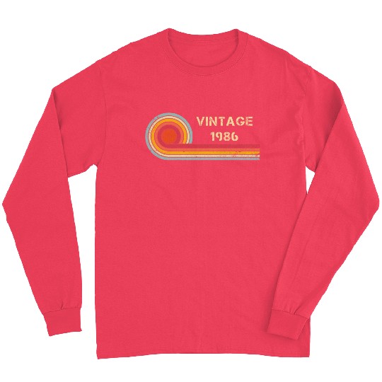 Vintage 1986 birthday retro design Long Sleeves