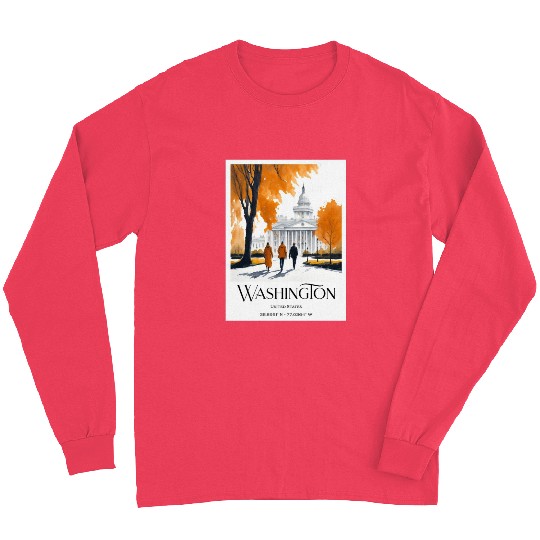 Watercolor painting loving couple in Washington DC Long Sleeves