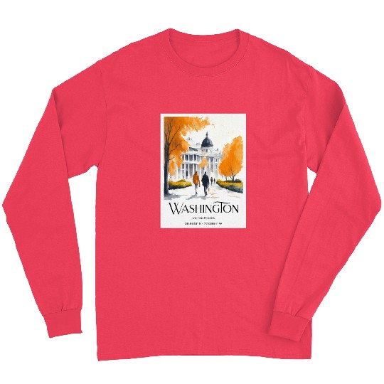 Watercolor painting loving couple in Washington DC Long Sleeves
