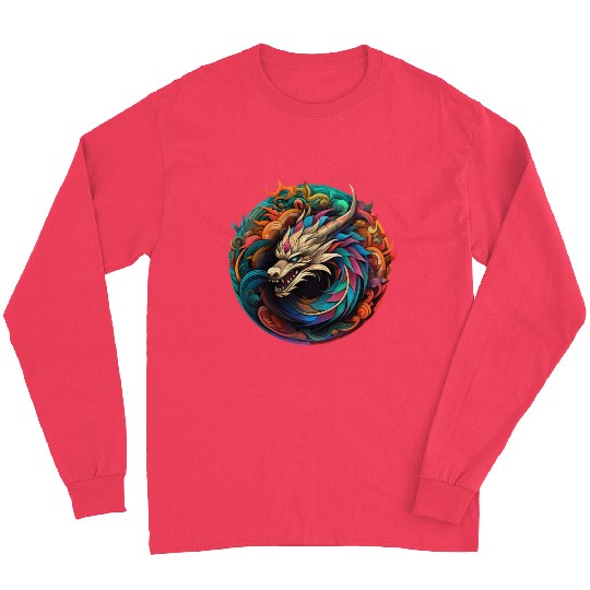 Logo dragon pattern circle pentel color 2 Long Sleeves