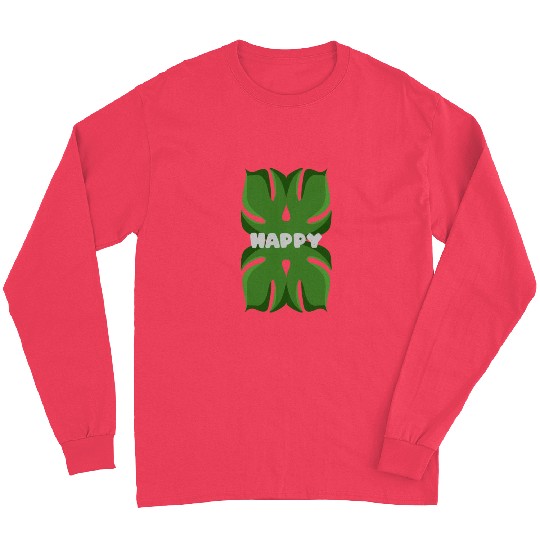 Tropical Leaf Happy Graphic Long Sleeves