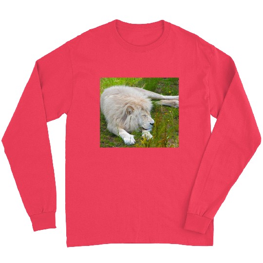 Slumbering Ivory King South African White Lion Long Sleeves