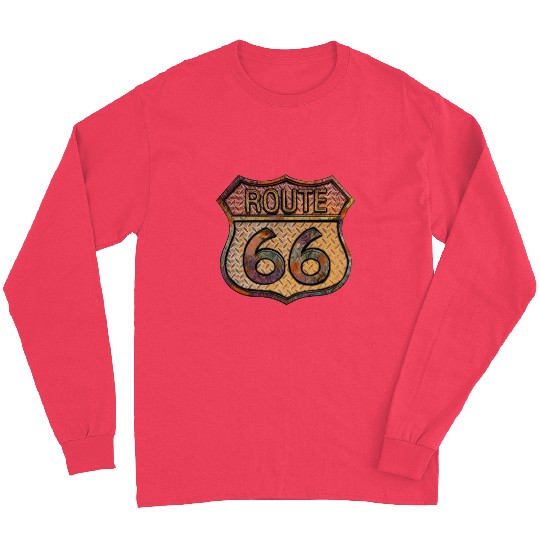 Route 66 vintage sign - Rusty metal 2 Long Sleeves
