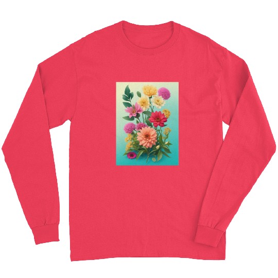 Peach and Pink Spring Flowers Long Sleeves