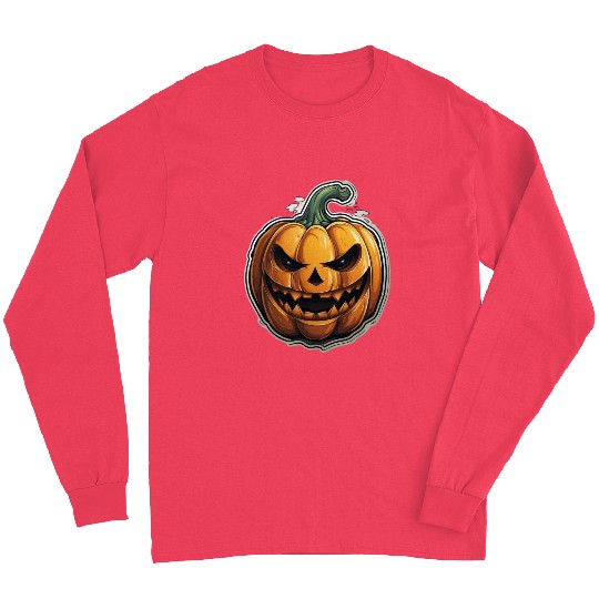 Scary Pumpkin Face I Spooky Halloween Long Sleeves