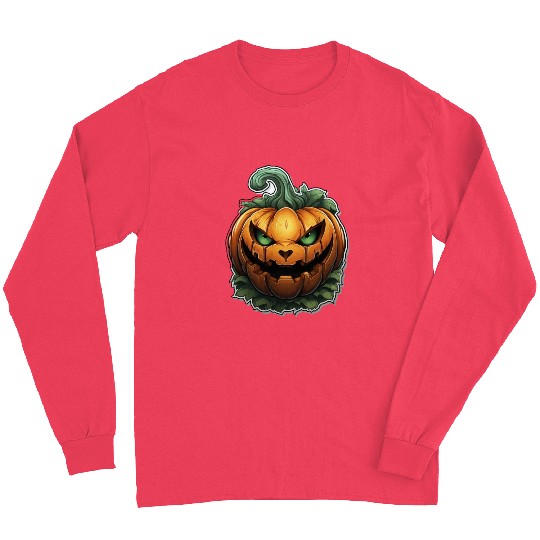 Scary Pumpkin Face I Spooky Halloween Long Sleeves