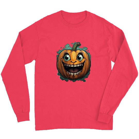 Scary Pumpkin Face I Spooky Halloween Long Sleeves