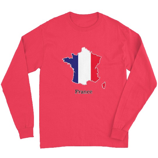 France Flag in Map Souvenir Design Long Sleeves