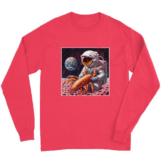 Astronaut in space with shrimp Long Sleeves