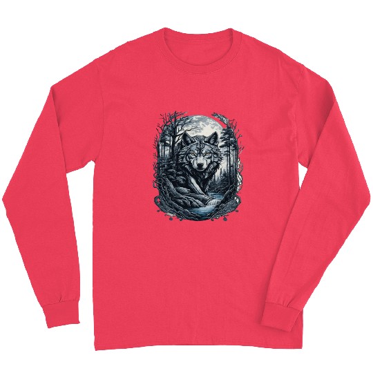 Sunset Grey Wolf Hunter for Men and Women Long Sleeves