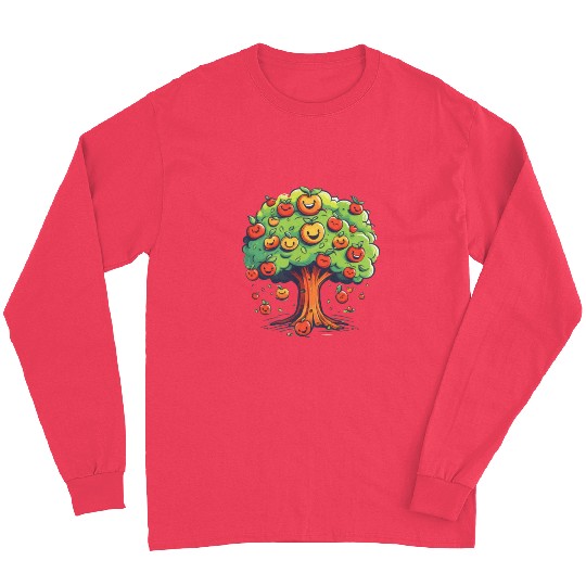Apples Tree Fruit Orchard Apple Picking Cute Long Sleeves