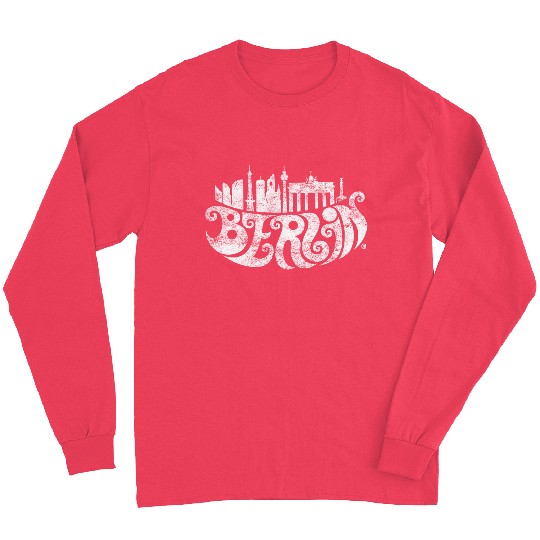 Berlin Skyline + Typography (white) Long Sleeves
