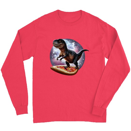Dinosaurs on pizza through space Long Sleeves