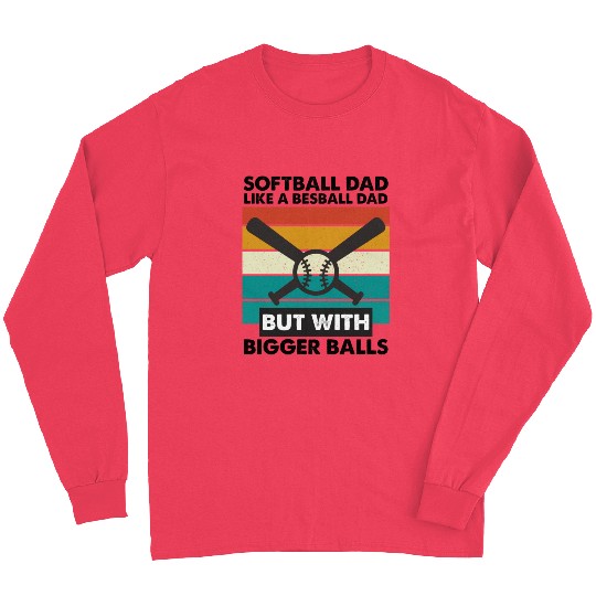 Vintage Softball Dad Like A Baseball Dad Us Flag Long Sleeves