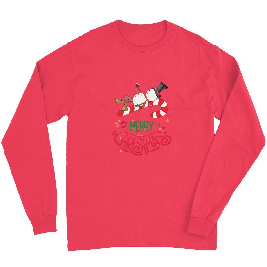 Merry Christmas Snowman, Lying On Candy Cane Long Sleeves