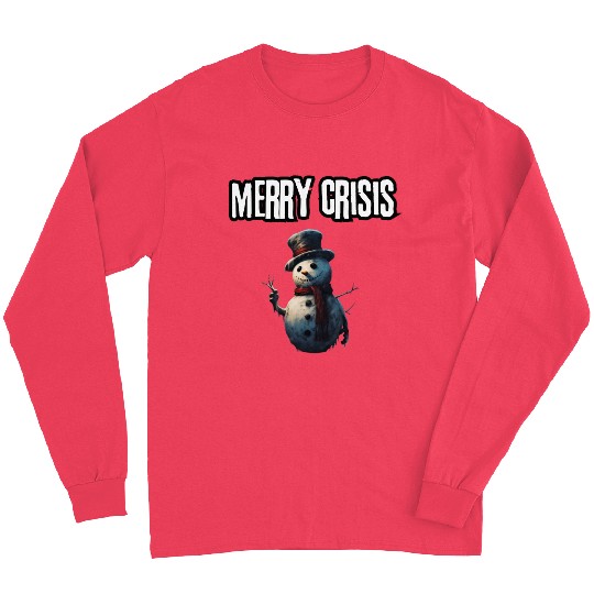 merry crisis, snowman, humorous, merry christmas Long Sleeves