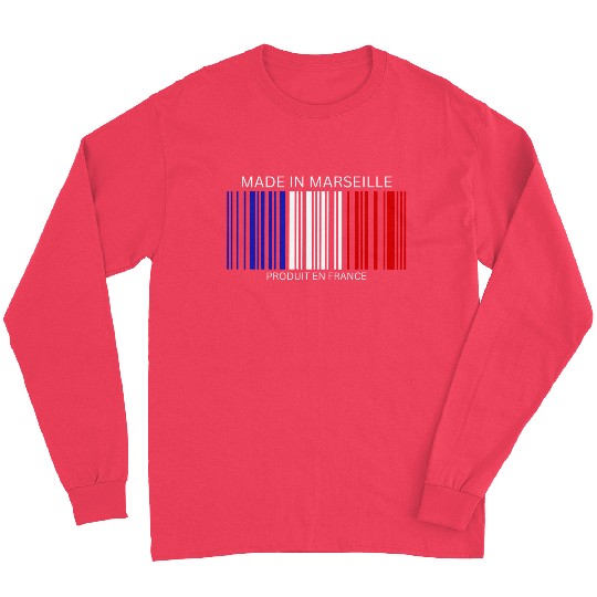 Marseille Barcode France Flag for French People Long Sleeves