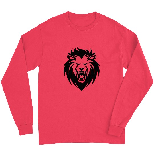 Roaring Lion Head Tattoo Style Elegant Mane Long Sleeves