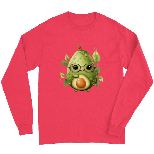 lovable kawaii style avocado with a friendly face Long Sleeves