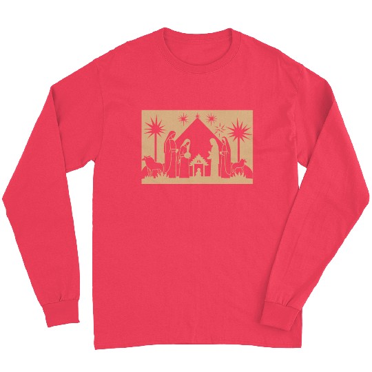 Nativity Scene with Mary Joseph Baby Jesus Long Sleeves