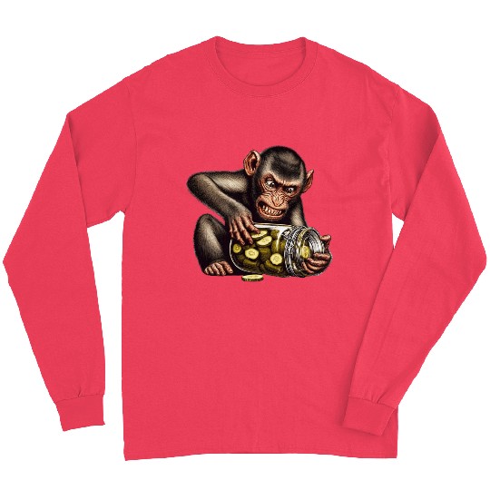 Angry monkey with cucumber jar Long Sleeves