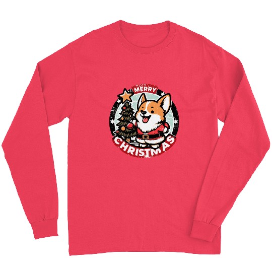 Retro Christmas Corgi Gifts For Dog Lovers Long Sleeves