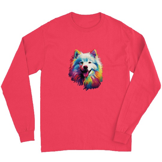 Watercolor Colorful Samoyed Long Sleeves