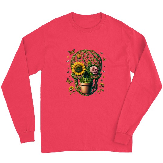 Garden Lover’s Floral Skull Long Sleeves Green Thumb