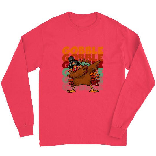Dabbing Turkey Long Sleeves Thanksgiving Gobble